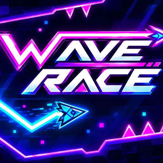 Glowing white arrow zigzagging through a purple neon tunnel